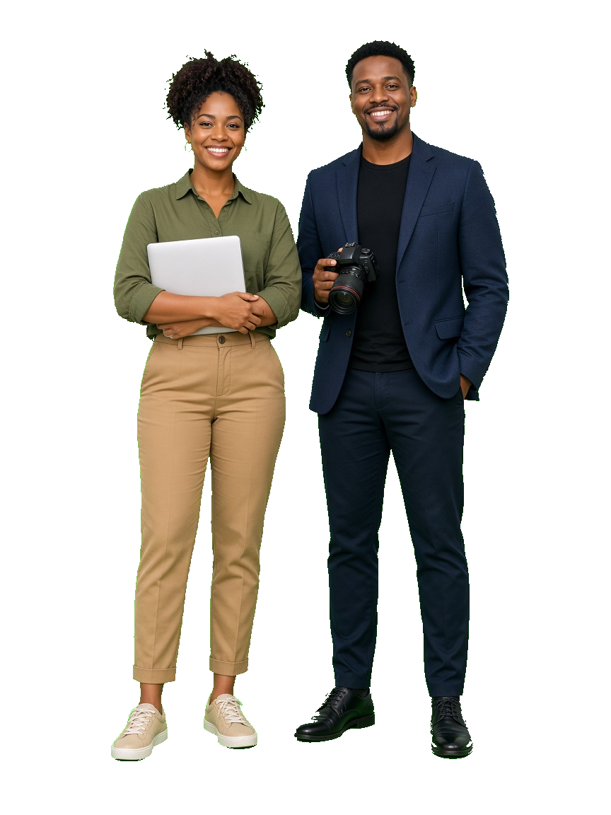 Black woman and man creative professionals